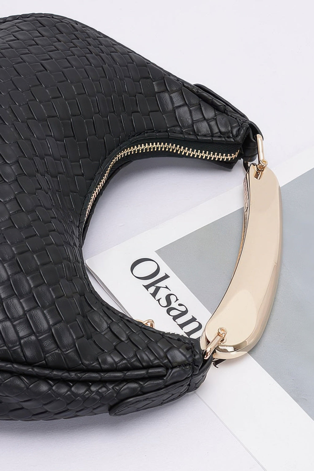 Embossed Faux Leather Metal Handle Bag - Robbi & Angel