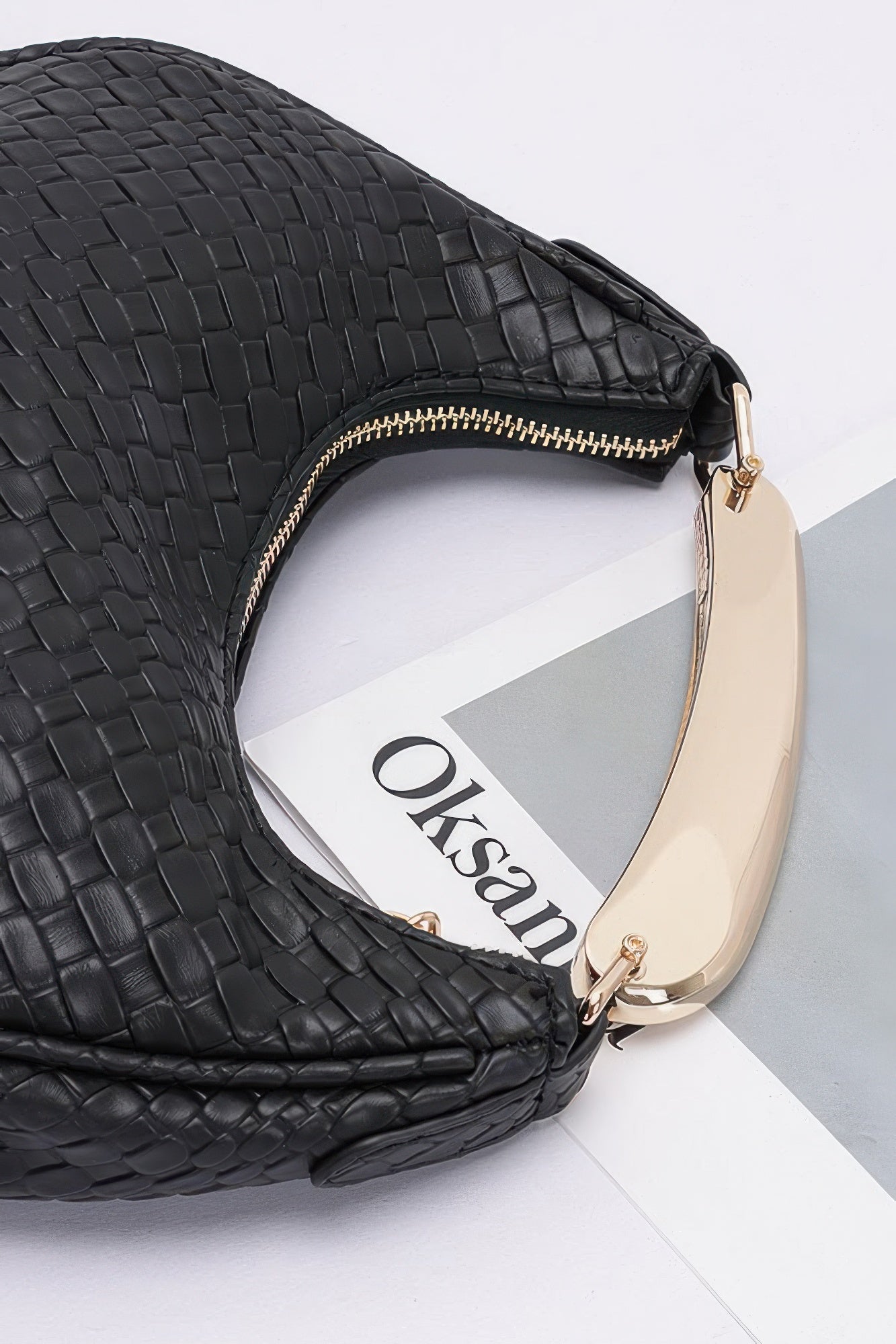 Embossed Faux Leather Metal Handle Bag - Robbi & Angel