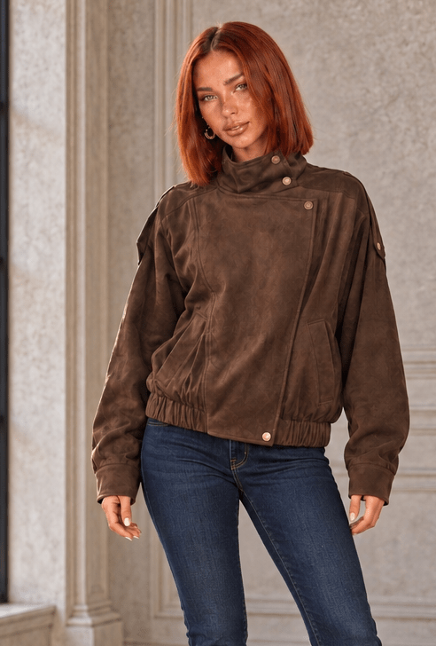 Erica Downtown Faux Leather Bomber Jacket - Robbi & Angel