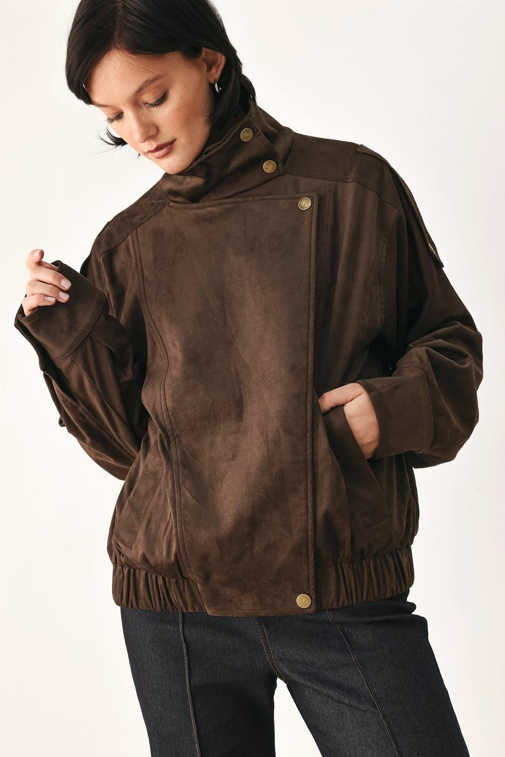 Erica Downtown Faux Leather Bomber Jacket - Robbi & Angel
