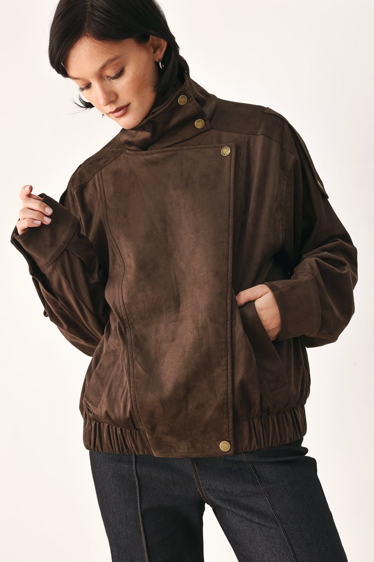 Erica Downtown Faux Leather Bomber Jacket - Robbi & Angel