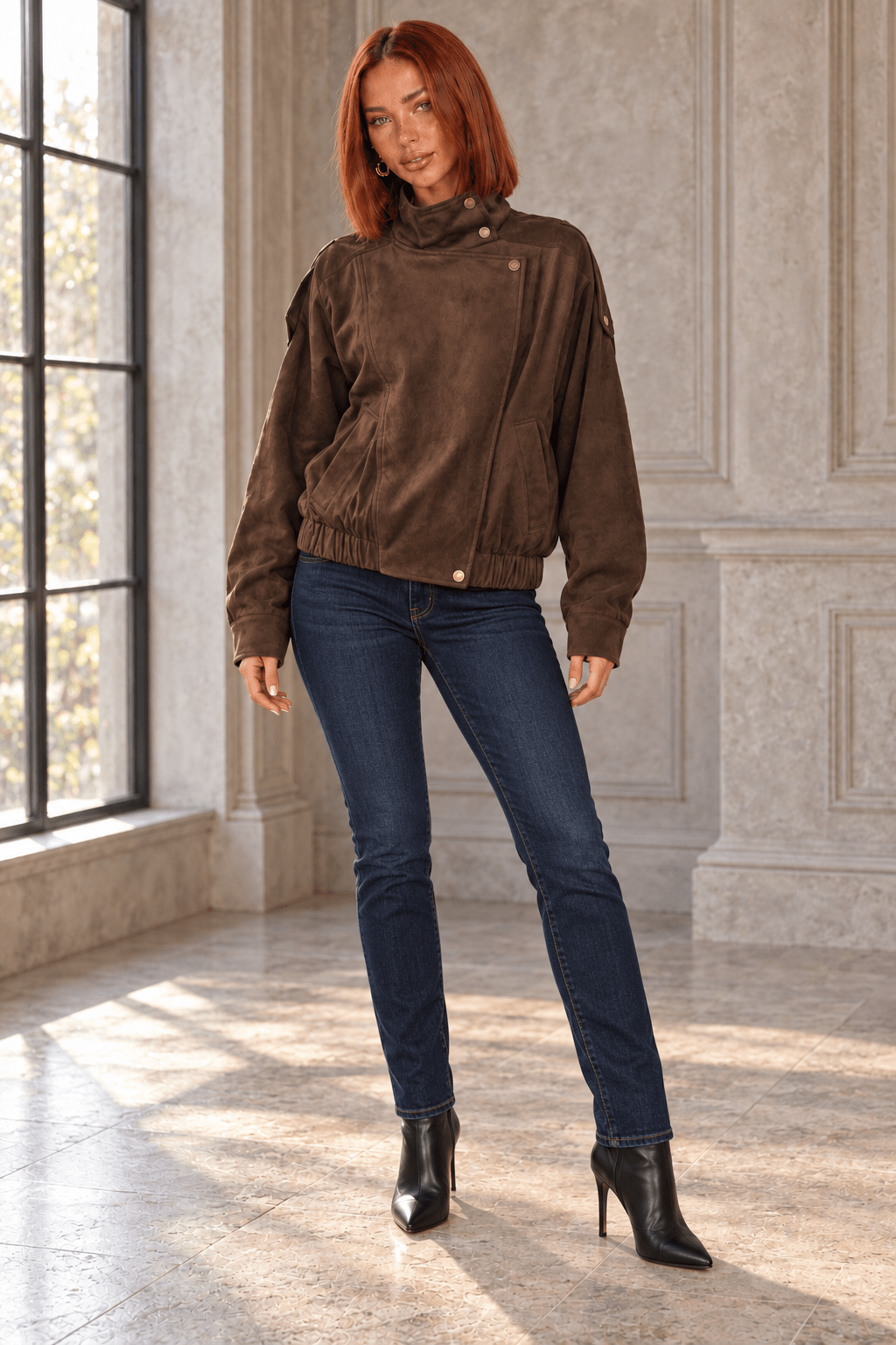 Erica Downtown Faux Leather Bomber Jacket - Robbi & Angel