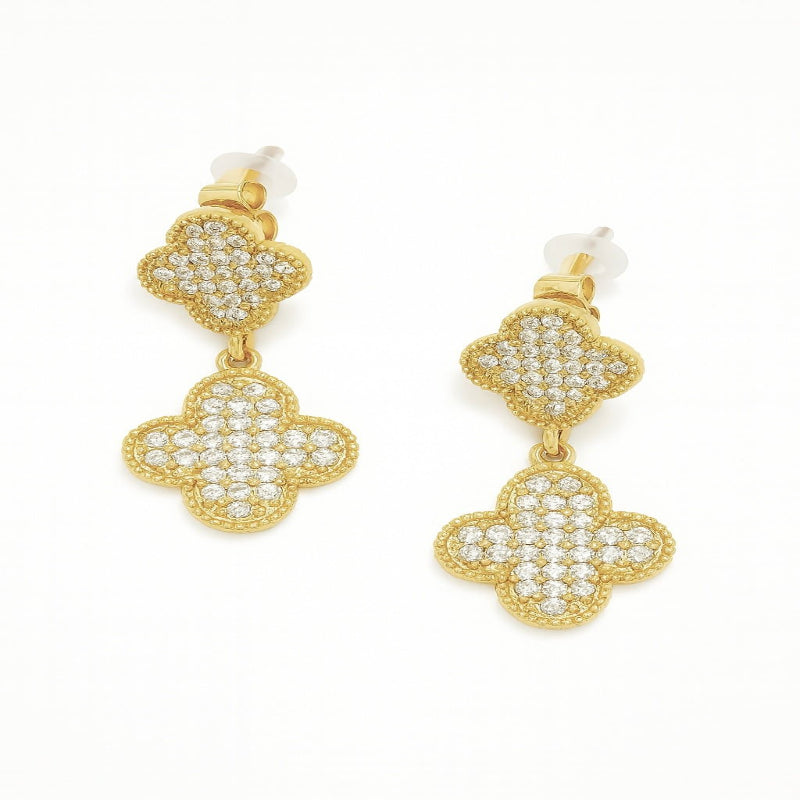 Erin Pave Clover Drop Earring - Robbi & Angel