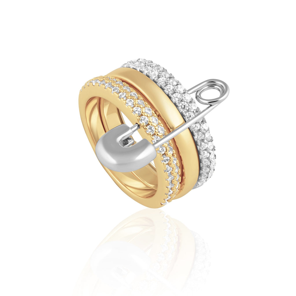 Eva Stacked Safety Pin Ring - Robbi & Angel