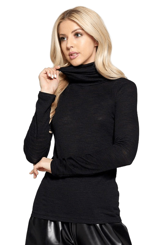 Extra Soft Slub Jersey Spandex Turtleneck Top - Robbi & Angel