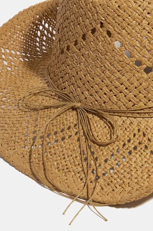 Fame Mixed Beaded Strap Western Fedora Straw Hat - Robbi & Angel