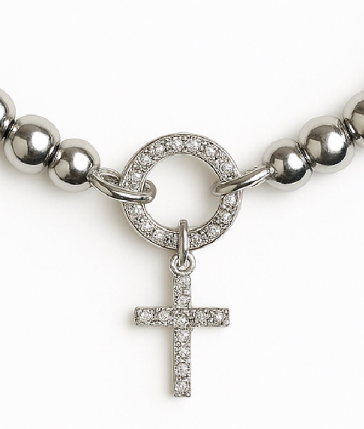Faith Pave Cross Charm Beaded Bracelet - Robbi & Angel