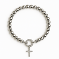 Faith Pave Cross Charm Beaded Bracelet - Robbi & Angel