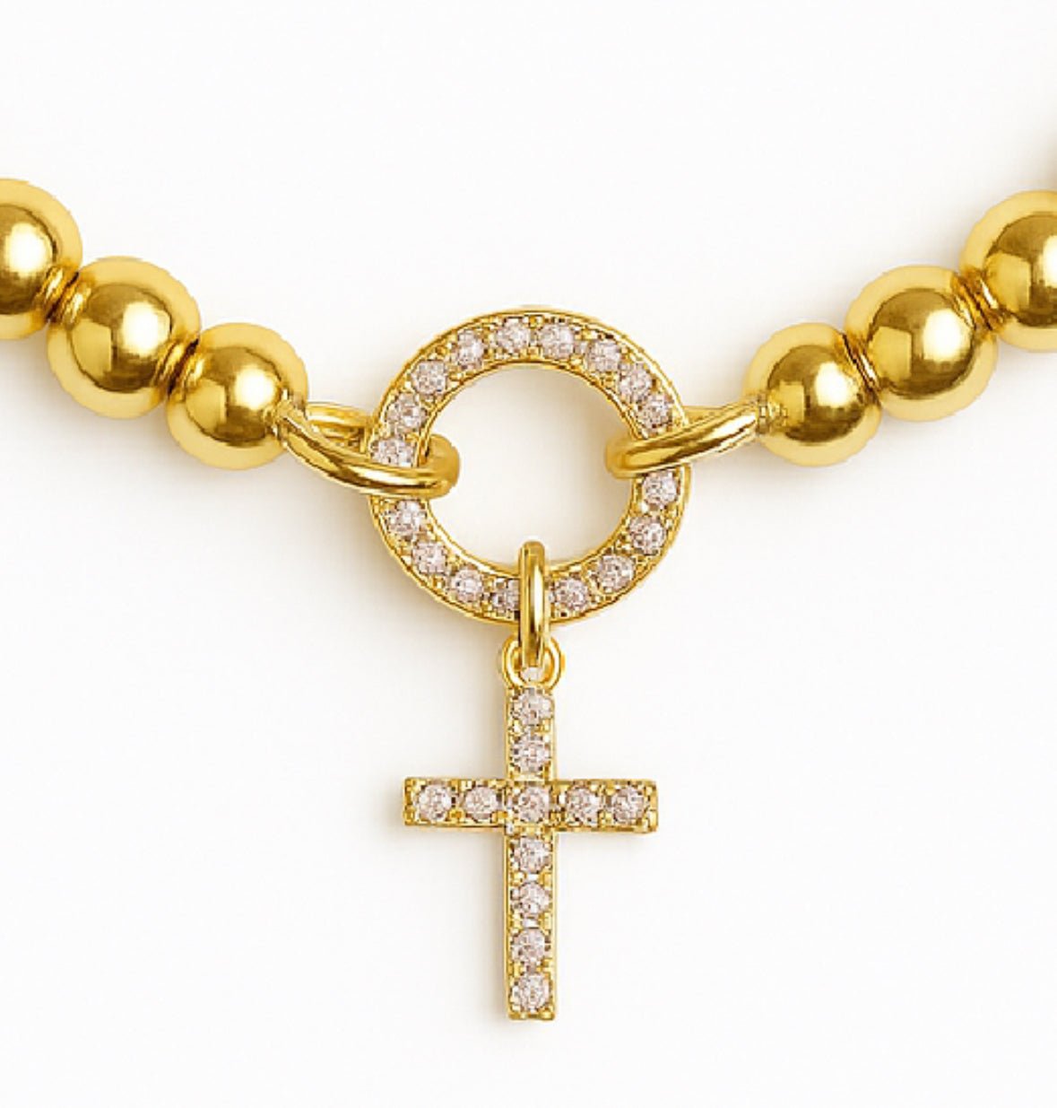 Faith Pave Cross Charm Beaded Bracelet - Robbi & Angel