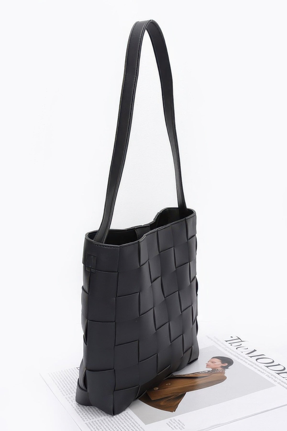 Faux Leather Braided Shoulder Bag W Pouch - Robbi & Angel