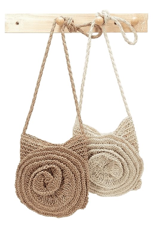 Faux Straw Large Flower Swing Crossbody Bag - Robbi & Angel