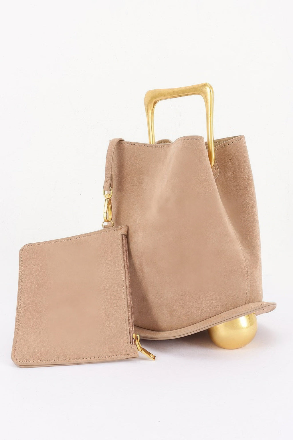 Faux Suede Metal Handle Bag - Robbi & Angel
