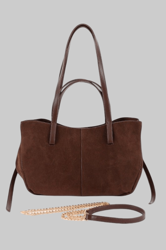 Faux Suede Multi Strap Tote Bag - Robbi & Angel