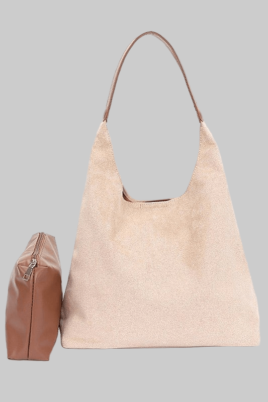 Faux Suede Oversize 2 In 1 Shoulder Bag - Robbi & Angel