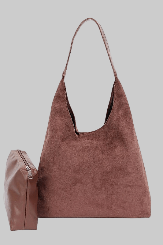 Faux Suede Oversize 2 In 1 Shoulder Bag - Robbi & Angel
