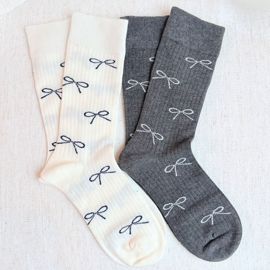 Bow Minimalist Socks Set Of 2 - Robbi & Angel