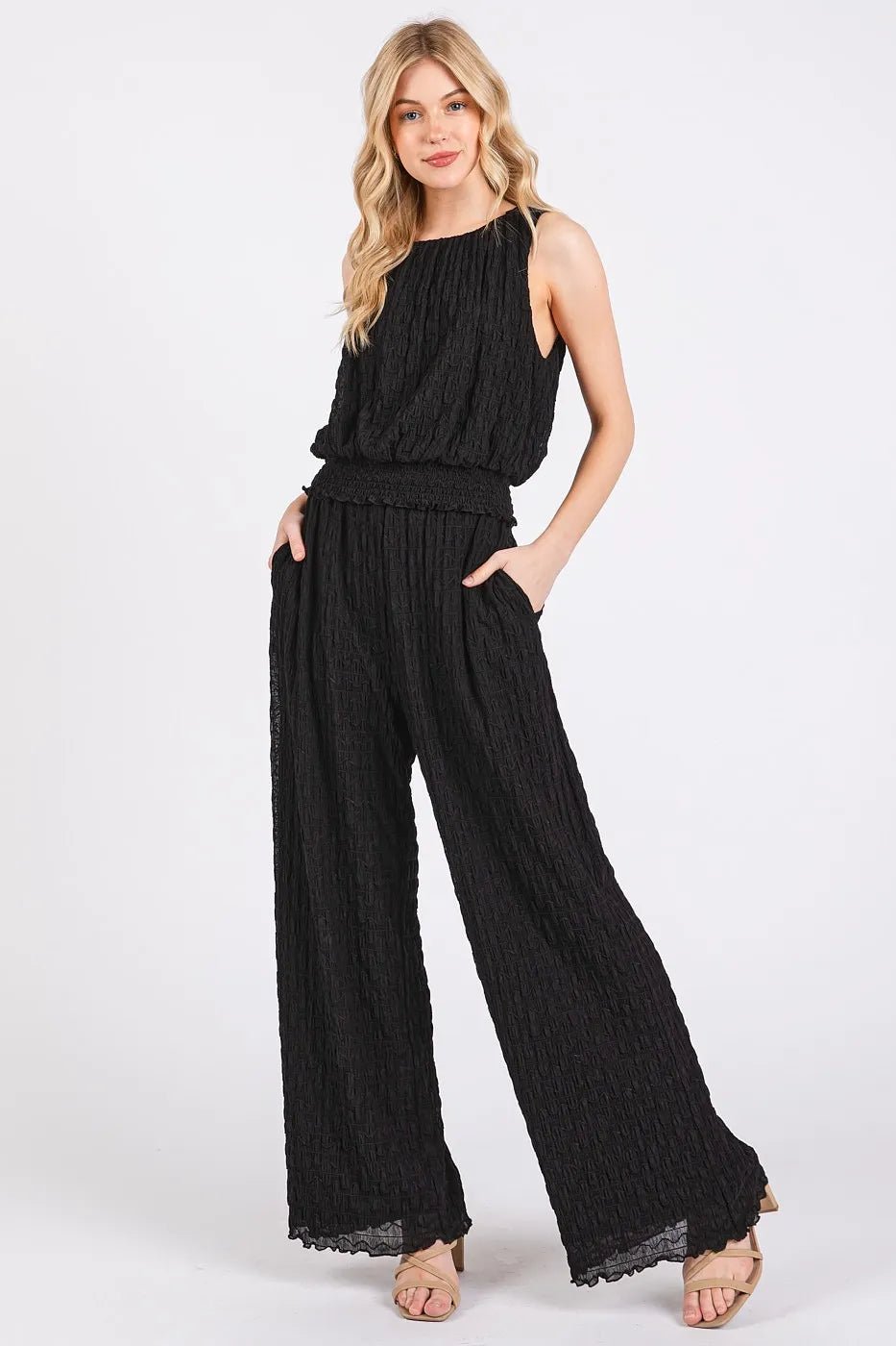 Mittoshop Textured Stretchy Crop Tank and Pants Set - Robbi & Angel