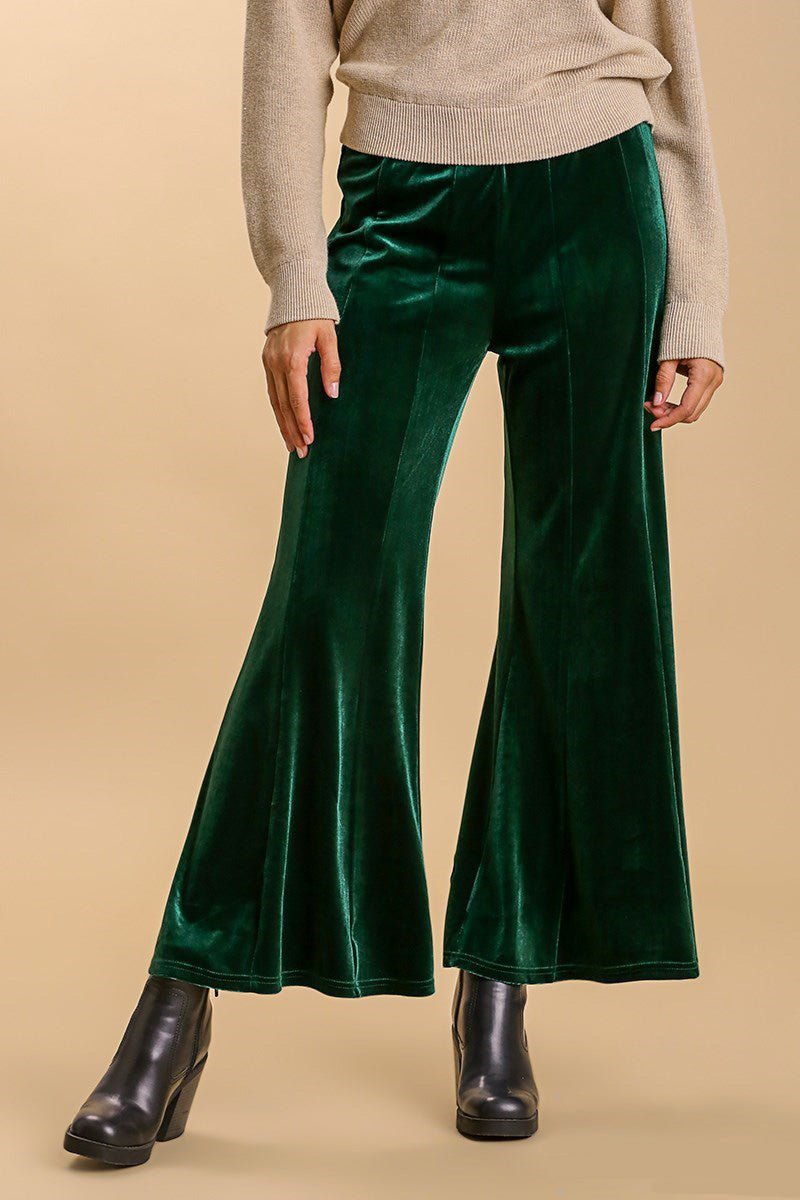 Umgee High Rise Elastic Waist Flare Pants - Robbi & Angel