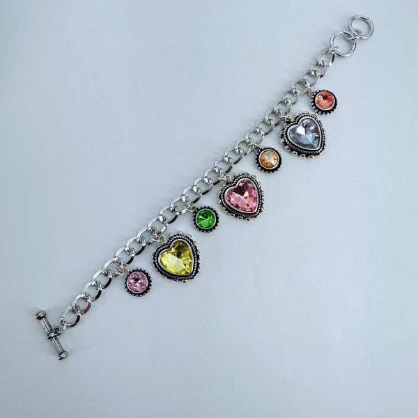 Multicolor Heart Oval Charms Chain Bracelet - Robbi & Angel