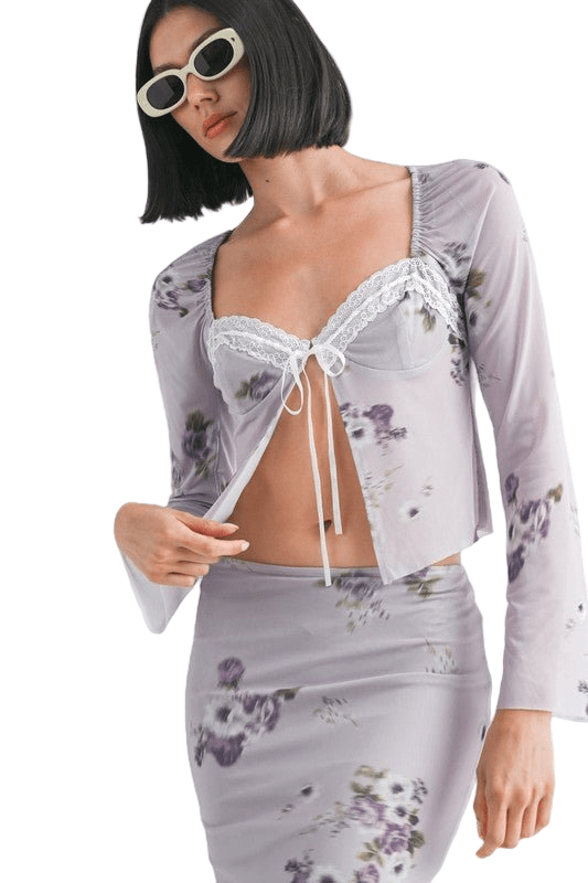 FLY AWAY FLORAL TOP WITH LACE - Robbi & Angel