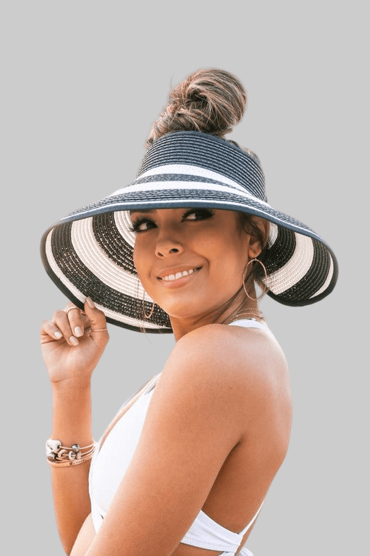 Foldable Wide Stripe Bow Visor - Robbi & Angel