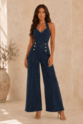 Frannie Wide Leg Jean Jumpsuit - Robbi & Angel