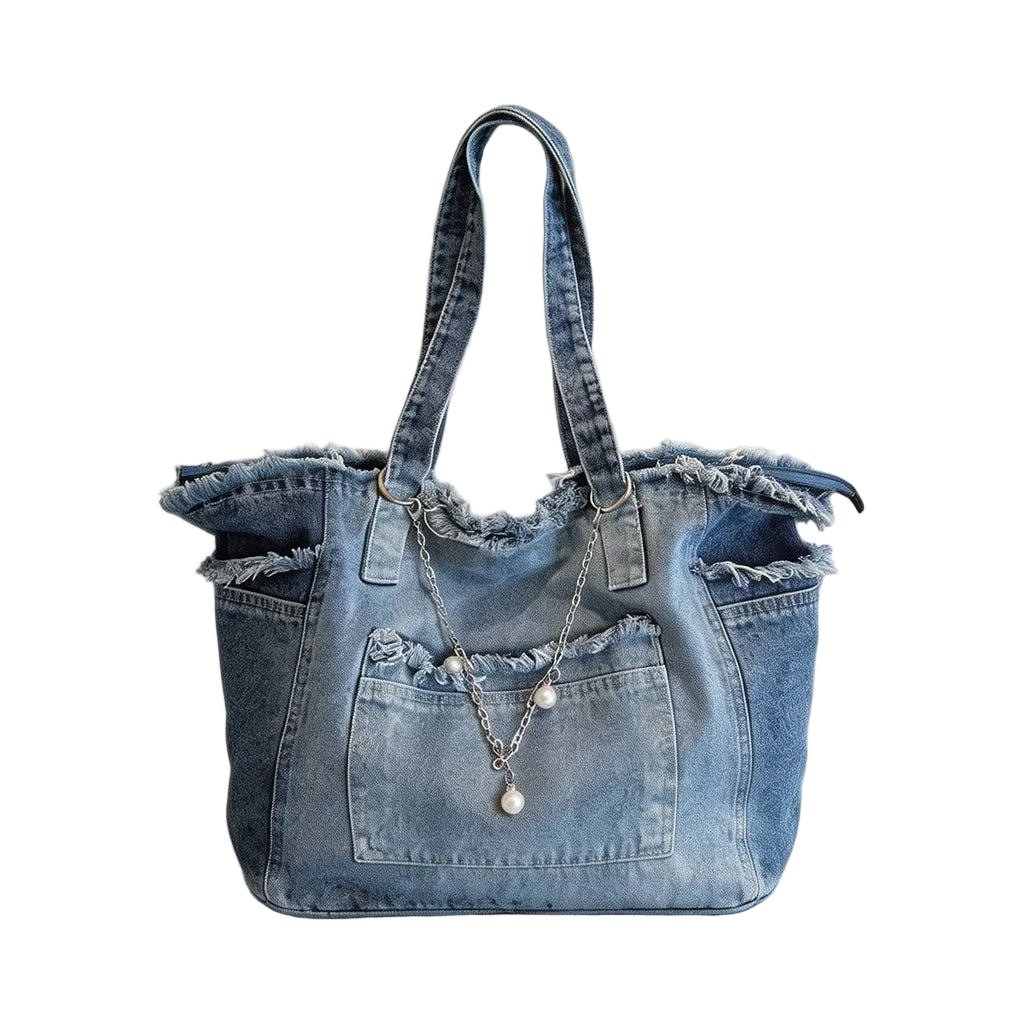 Frayed Edge Denim Tote Bag - Robbi & Angel