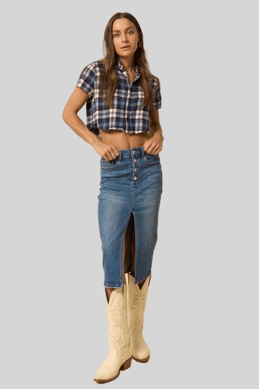 FRONT SLIT MIDI SKIRT - Robbi & Angel