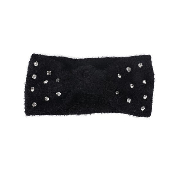 FUZZY RHINESTONE BOWKNOT HEADBAND - Robbi & Angel