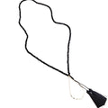 Gaia Midnight Faceted Bead Lariat with Gilded Teardrop Necklace - Robbi & Angel