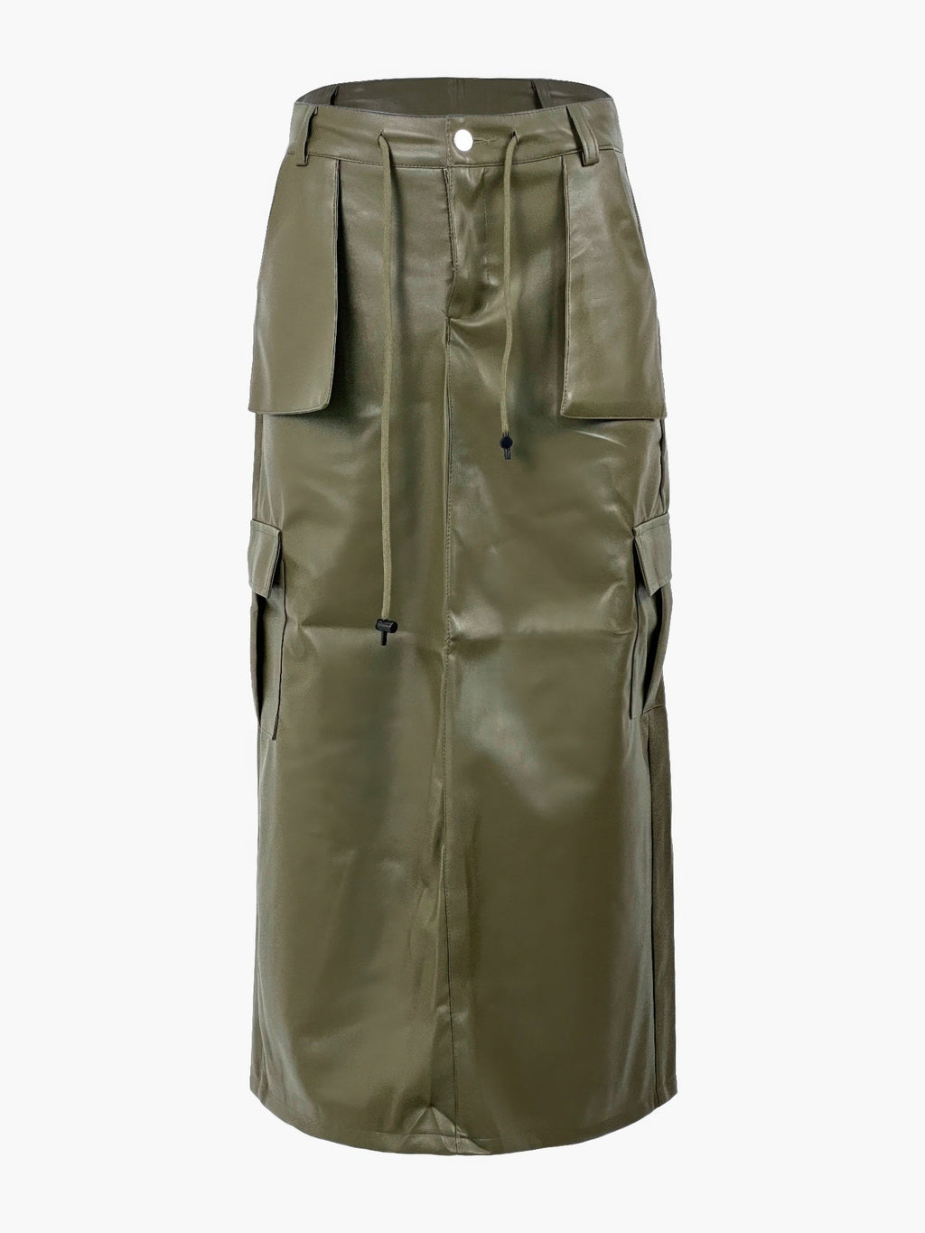 Genene Faux Leather Front Pocket Maxi Skirt - Robbi & Angel