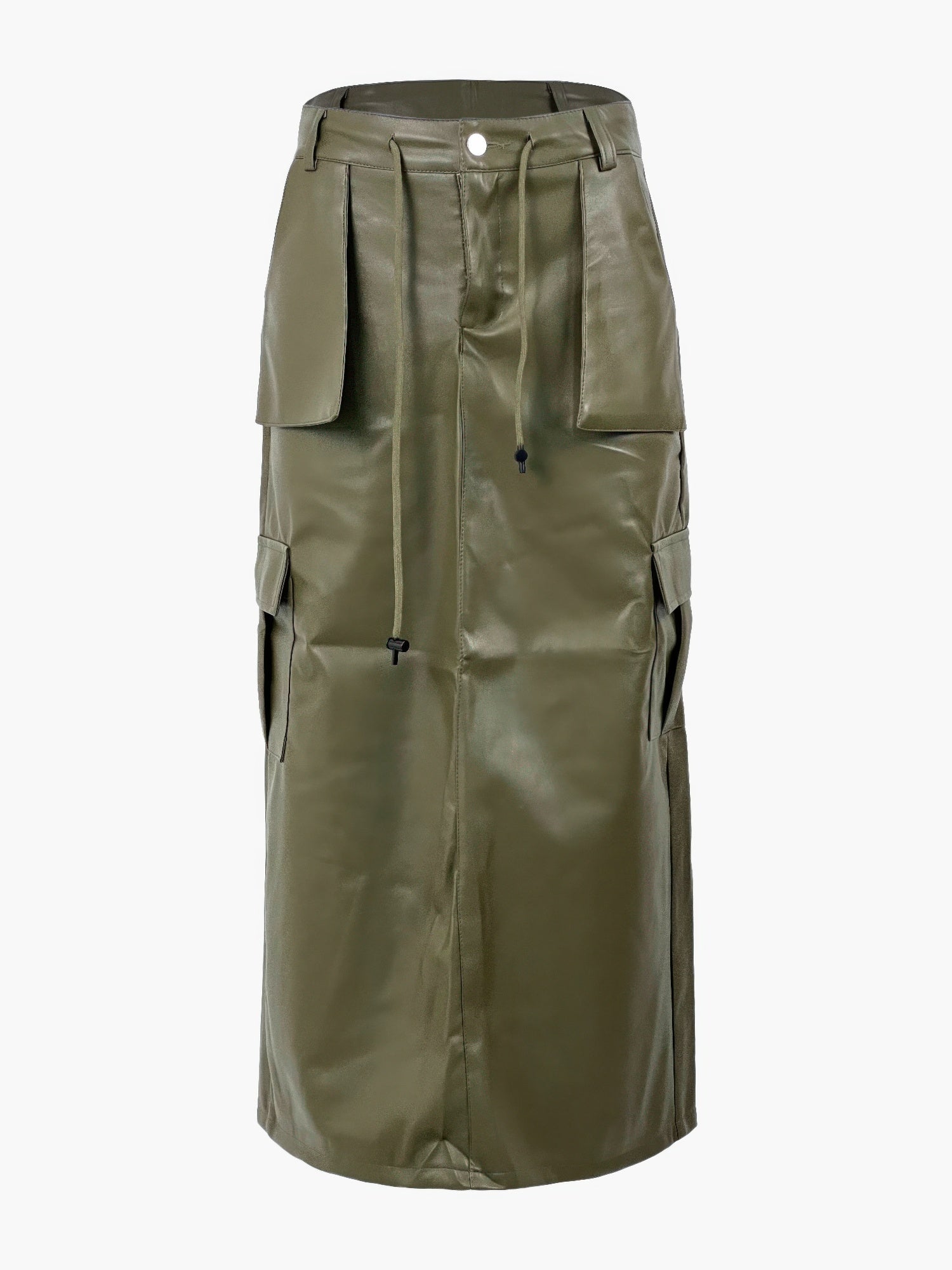 Genene Faux Leather Front Pocket Maxi Skirt - Robbi & Angel