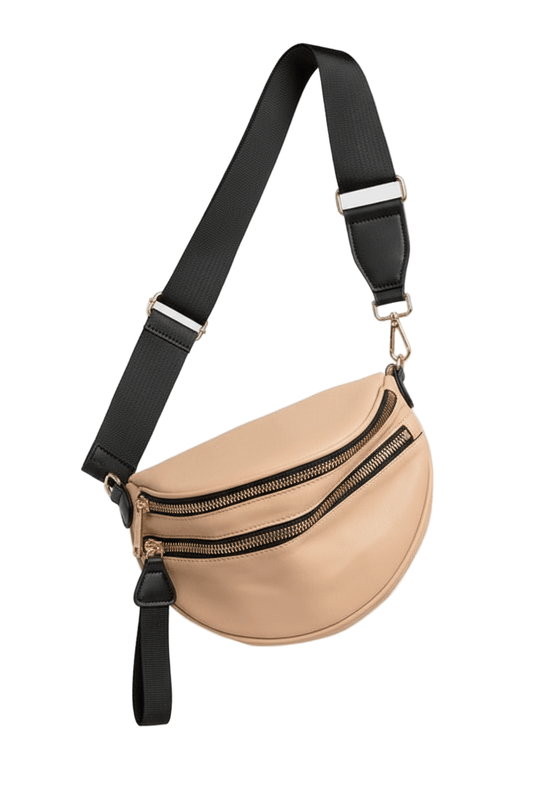 Gia Double Zip Nylon Sling - Crescent Bag - Robbi & Angel