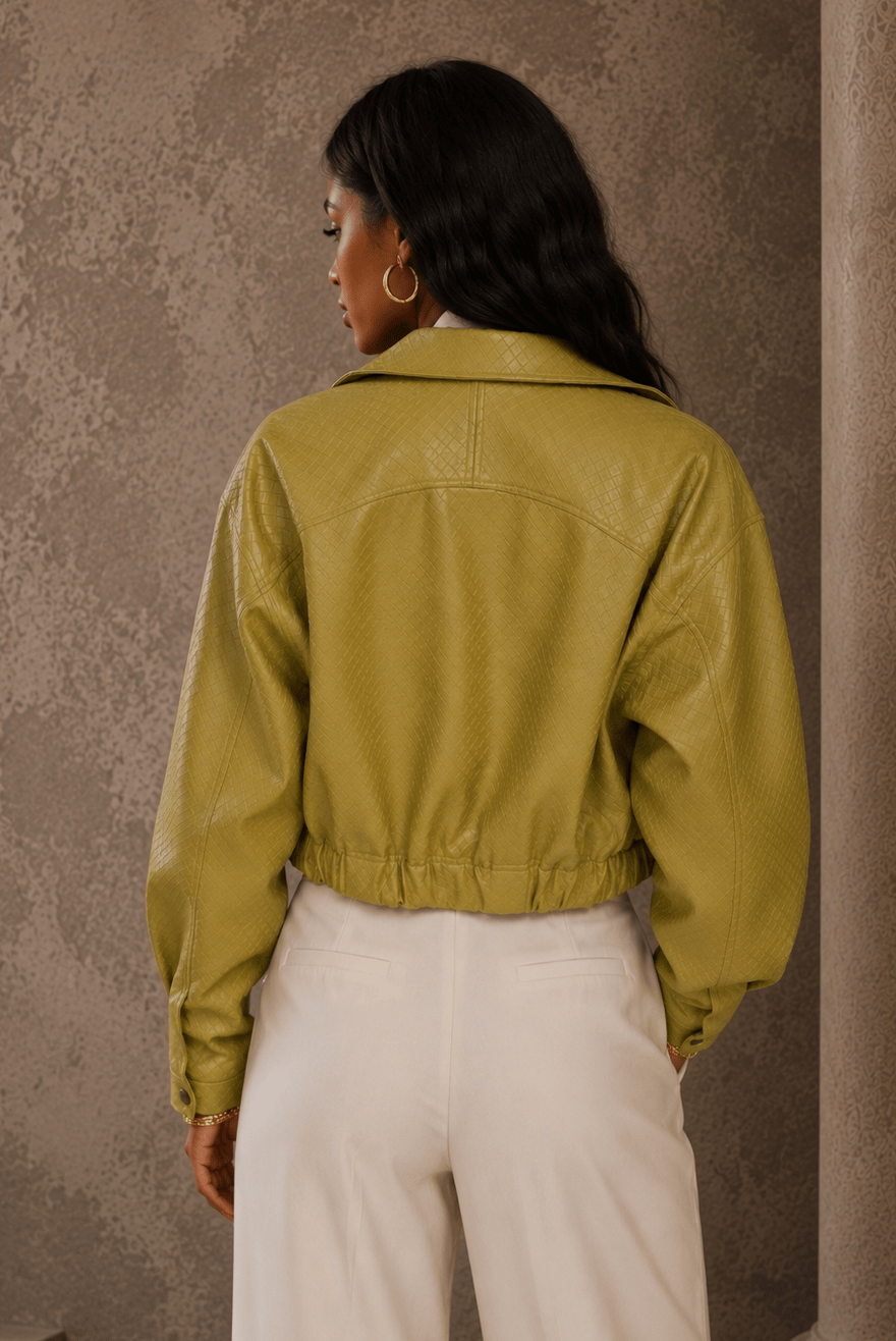 Giana Faux Leather Collard Jacket - Robbi & Angel