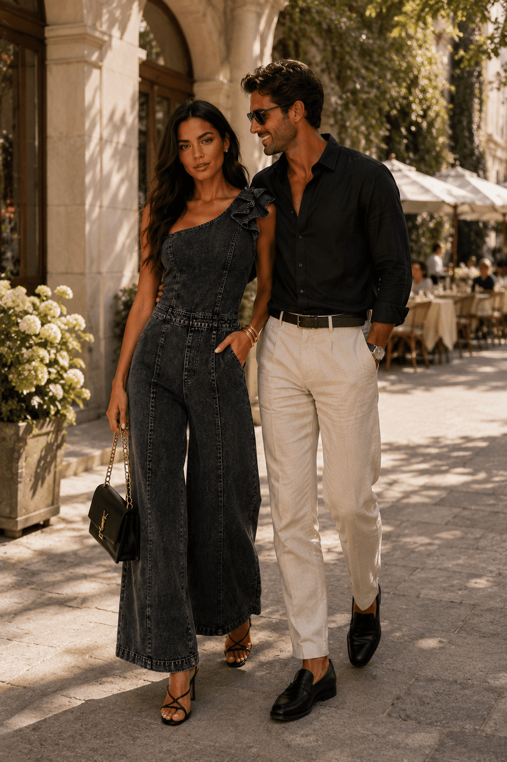 Gianna Graphite Petal Edge Denim Jumpsuit - Robbi & Angel