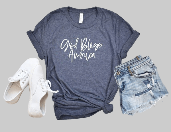 God Bless America Crew Neck Softstyle Tee - Robbi & Angel