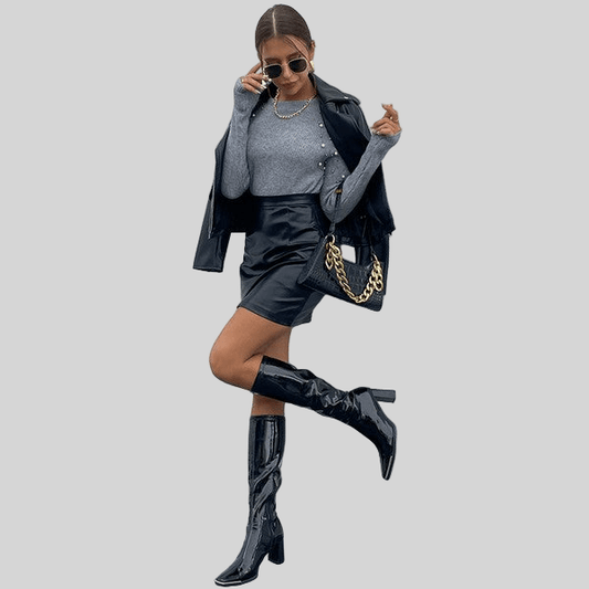 Gray Frenchy Pearls Beaded Shoulder Sweater - Robbi & Angel