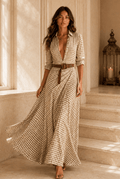 Gwen Gingham Belted Irregular Pleated Dress - Robbi & Angel