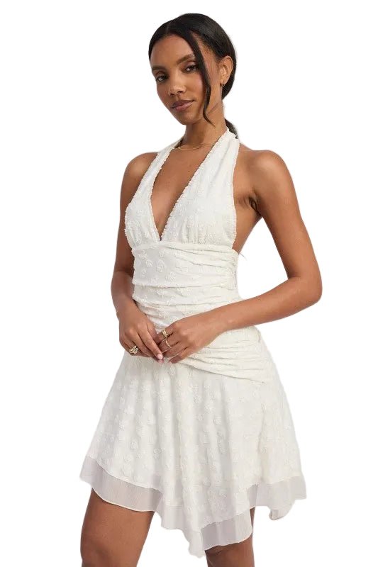 HALTER ASYMMETRICAL PRINTED DRESS - Robbi & Angel