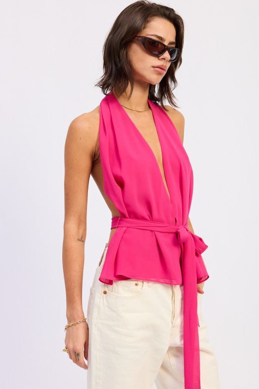 HALTER BACKLESS SCARF TOP - Robbi & Angel