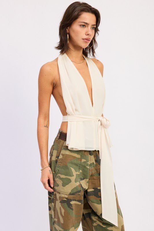 HALTER BACKLESS SCARF TOP - Robbi & Angel