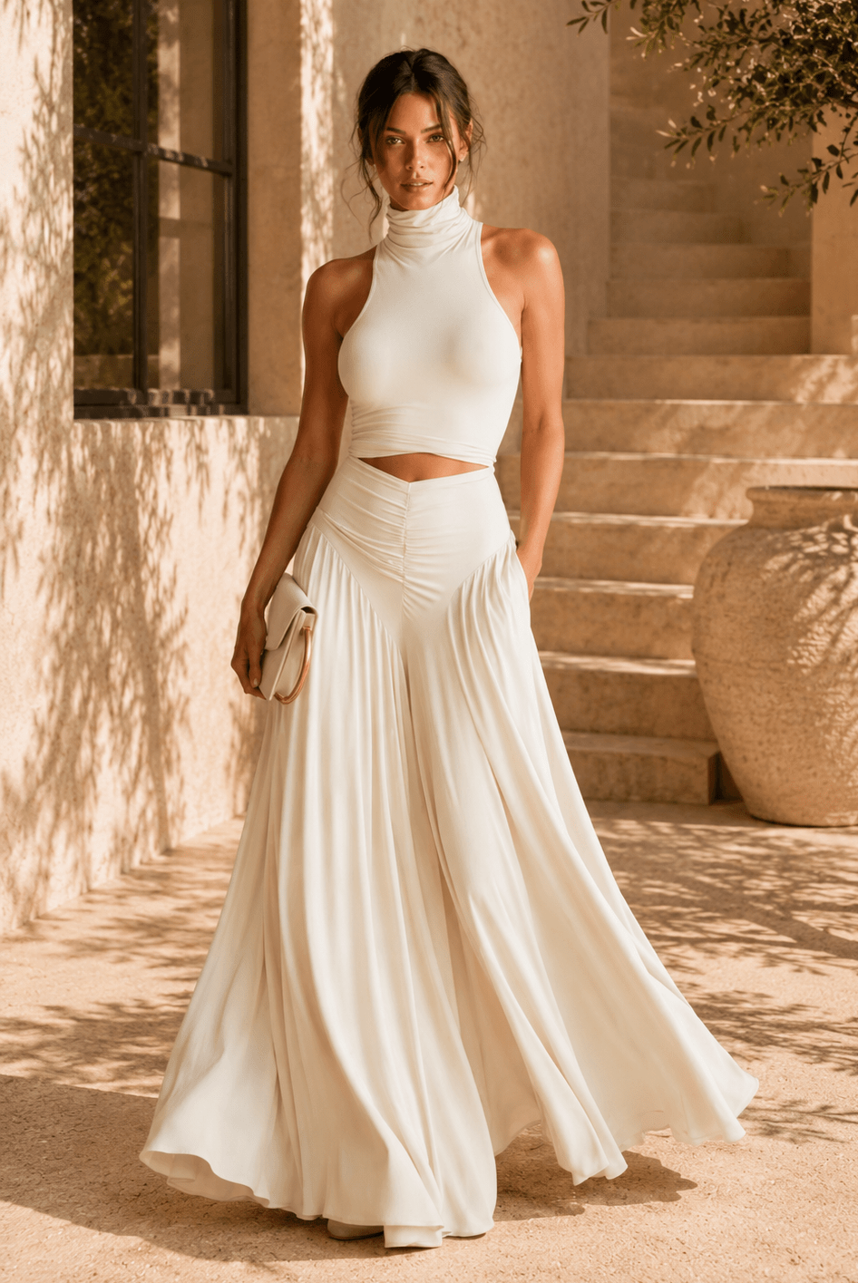 Heidi Sleeveless High-Neck Top & Elegant Two-Piece Set - Robbi & Angel