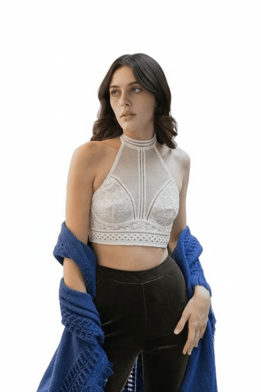 High Neck Mesh Choker Bralette - Robbi & Angel