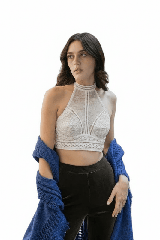 High Neck Mesh Choker Bralette - Robbi & Angel