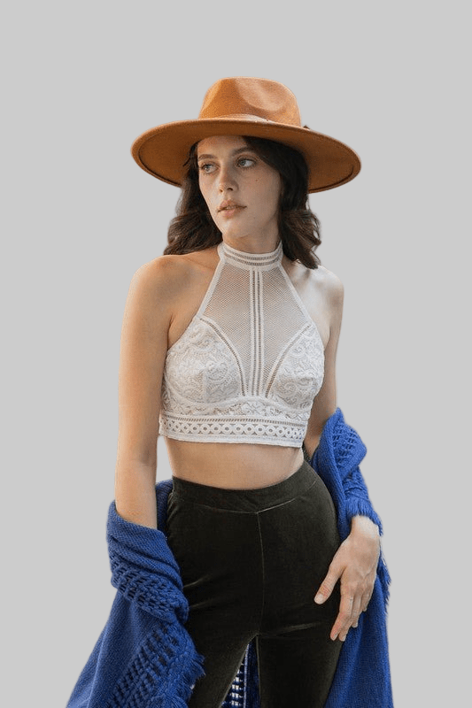 High Neck Mesh Choker Bralette - Robbi & Angel