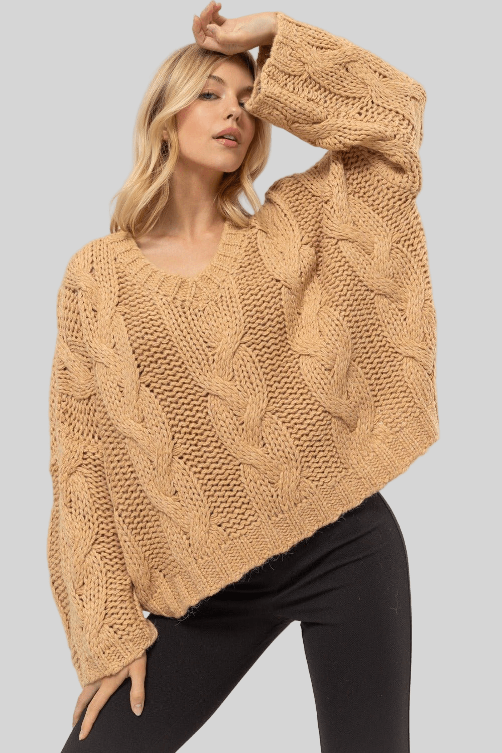 HYFVE Cable Knit V - Neck Sweater - Robbi & Angel