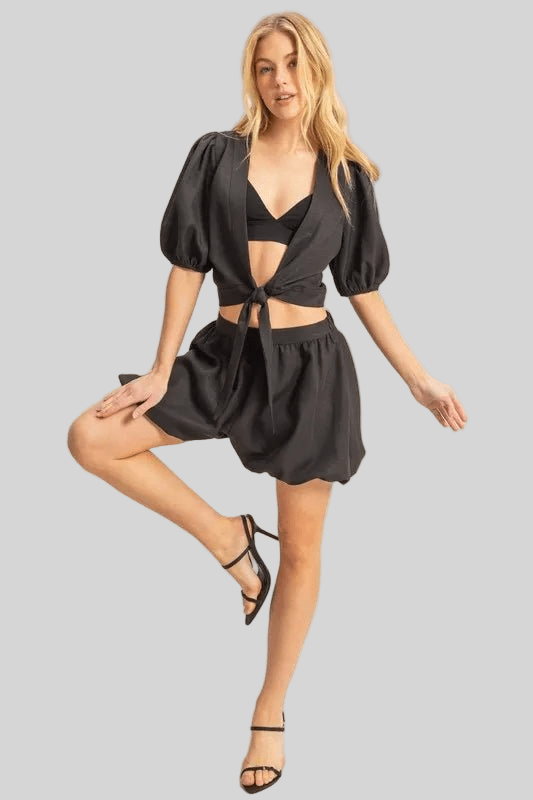 HYFVE Front Tie Top and Bubble Hem Shorts - Robbi & Angel