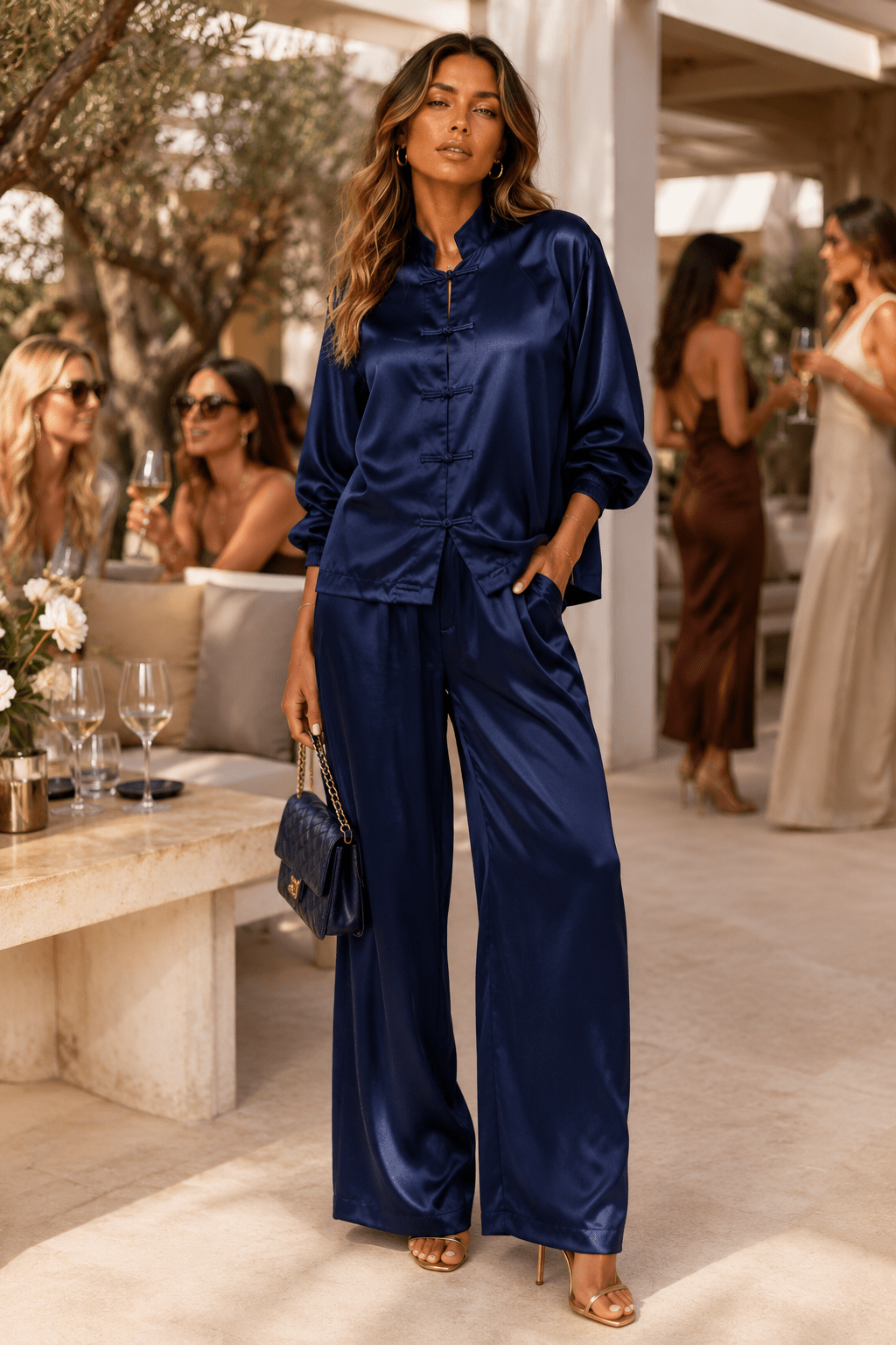 Irene Satin Jacket & Wide Leg Pants - Robbi & Angel