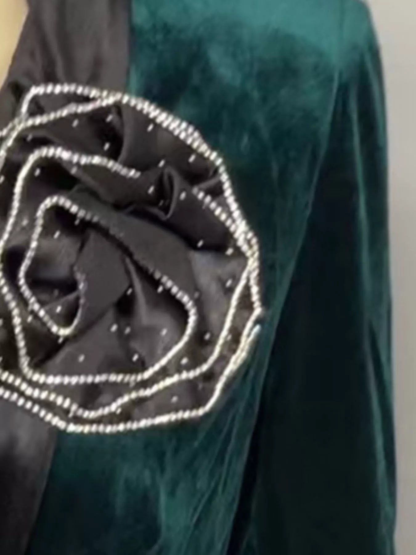 Isabella Velvet Rose Embellished One Button Blazer - Robbi & Angel