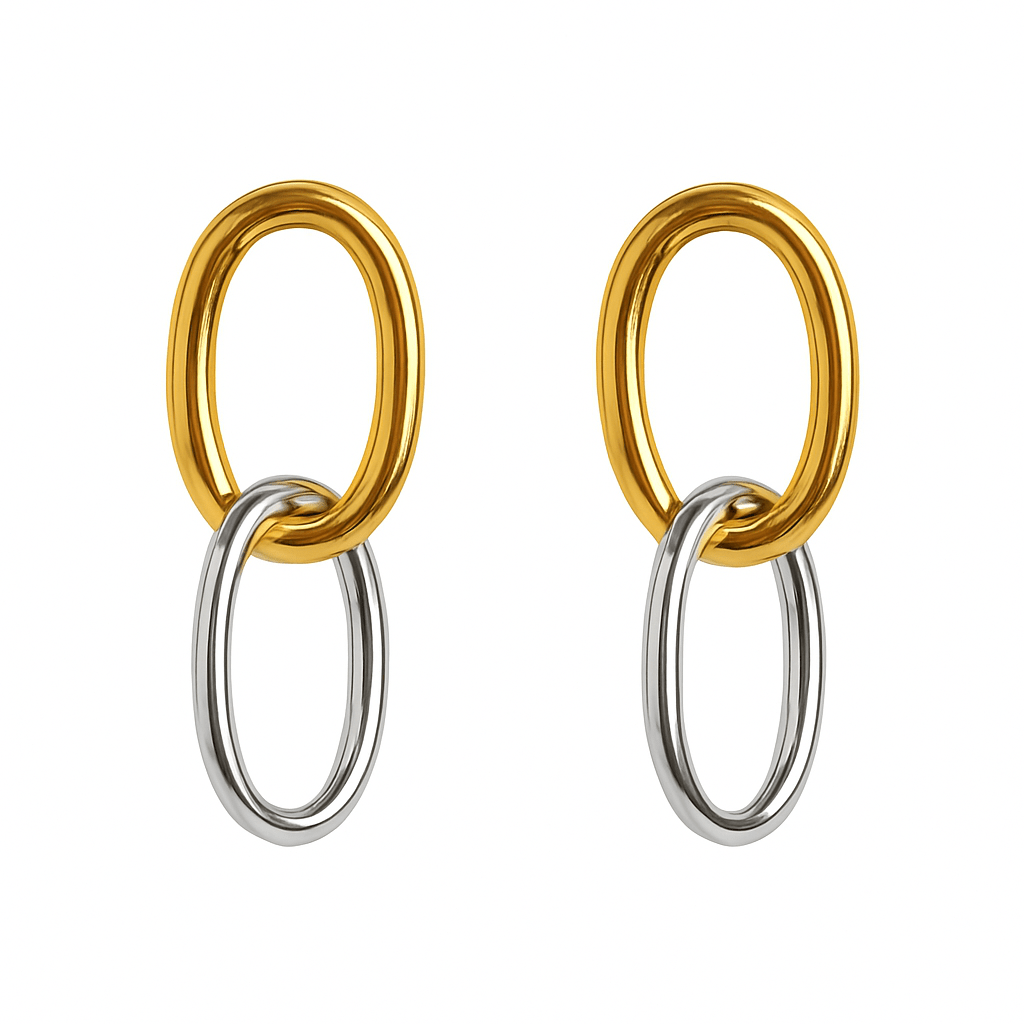 Isla Two - Toned Oval Link Drop Earrings - Robbi & Angel